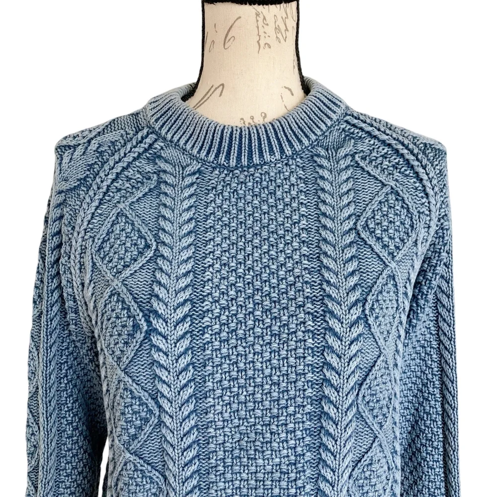 L.L. Bean Blue Cable Knit Sweater - Picture 3 of 13